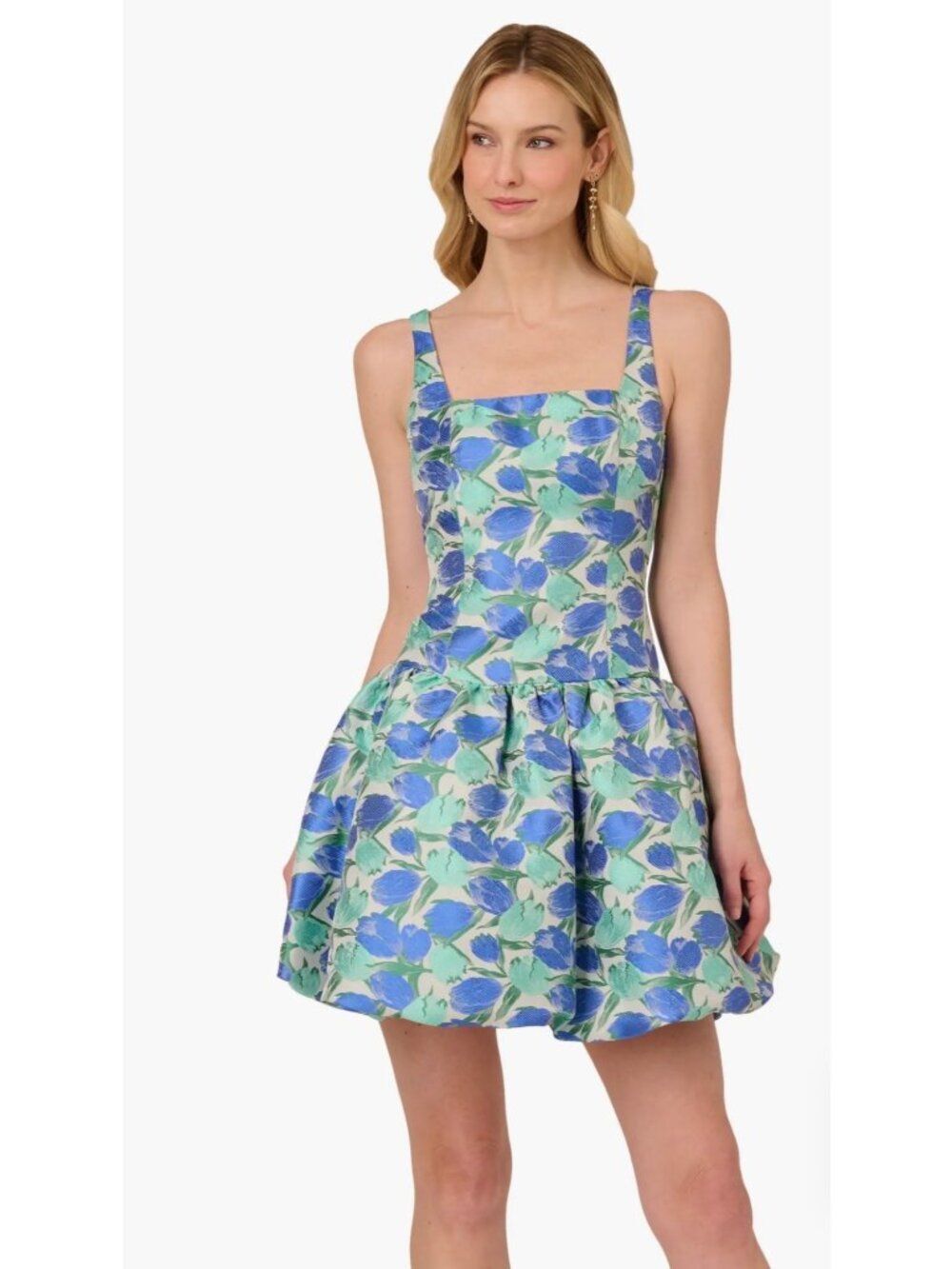 Adrianna Papell Women's Floral Jacquard Drop Waist Dress Size 10